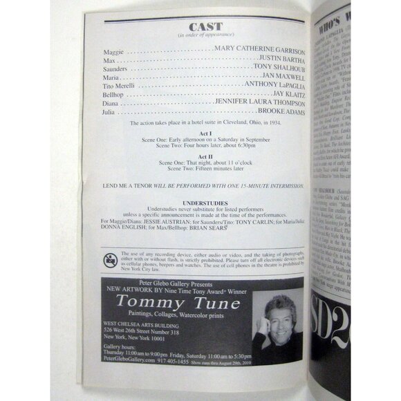 Let Me a Tenor Playbill July 2010 Tony Shalhoub Justin Bartha Anthony LaPaglia - Picture 8 of 10